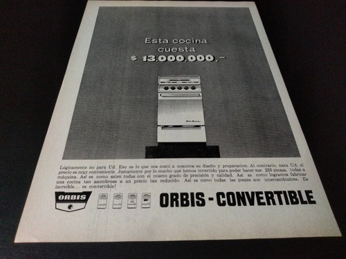 (pe118) Publicidad Clipping Cocinas Orbis * 1964