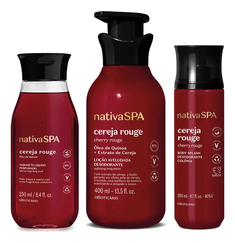 Nativa Spa Cereja Rouge: Loção Corporal 400ml + Sabonete Líquido