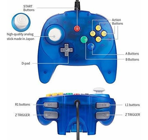 Control N64 Paquete De 2 Mini Controladores Usb N64, Control