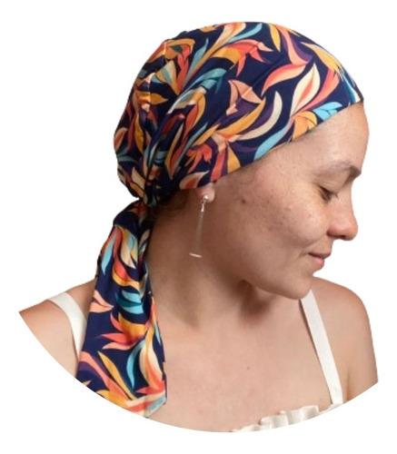 Turbante Estampado De Cintas Largas Para Quimioterapia