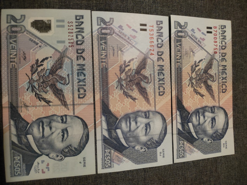 3 Billetes De 20 Pesos Coleccionables