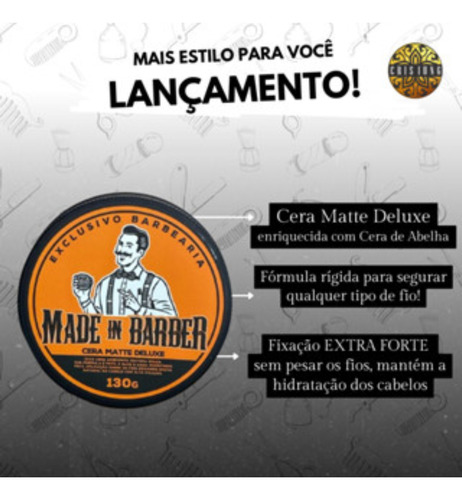 Cera Capilar Efeito Seco Matte Deluxe- Made In Barber- 70g