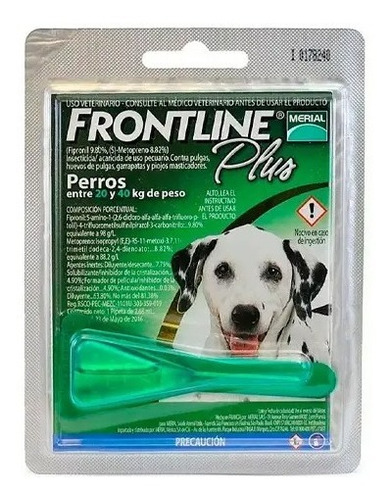 Frontline Plus Pipeta Perro De 20 A 40 Kg Pulgas Garrapatas 