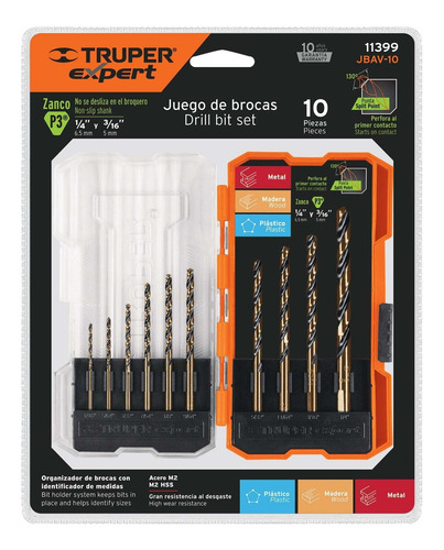 Juego Brocas Velocidad Metal Madera 1/8 A 1/4 10pz 11399