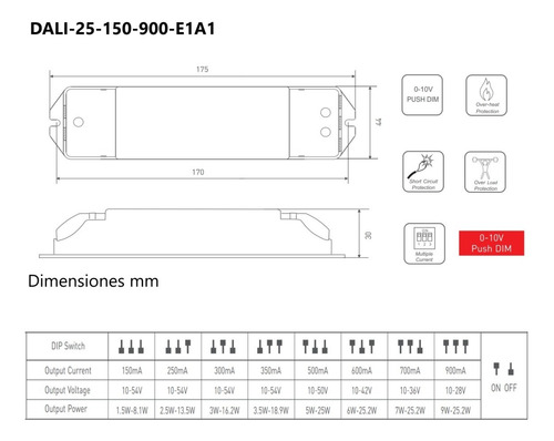 Driver - Controlador Led 150-900ma 1.5-25w Dim. Dali