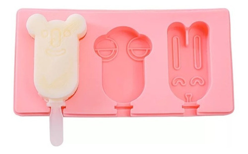 Molde De Silicona 3 Helados Paleta Reutilizable, Libre Bpa 