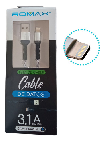 Cable Gris Lightning Compatible Con iPhone 3.1a 1.2 M Carga 