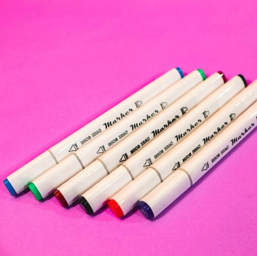 Kit Caneta Marca Texto Ponta Dupla Estojo 12 Cores Branco Coloridas