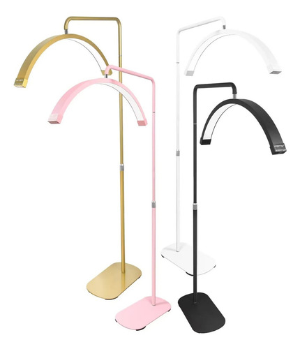Luminária Arco Meia Lua 180 Cm Com Suporte E Controle Remoto Cúpula Rosa 127/220v