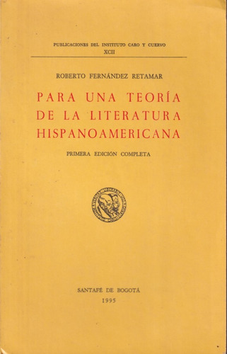 Para Una Teoria De La Literatura Hispanoamericana 