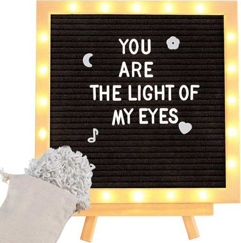 Tablero De Letras De Fieltro Luces Led, 10 × 10 Pulgad...