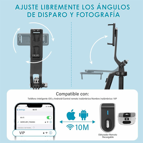 1.8 M Tripie Celular Selfie Stick Tripode Con Control Remoto