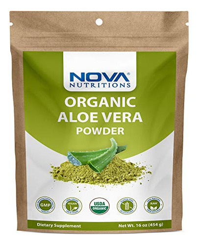 Polvo De Hoja De Aloe Vera Orgánico Certificado De Nova Nut