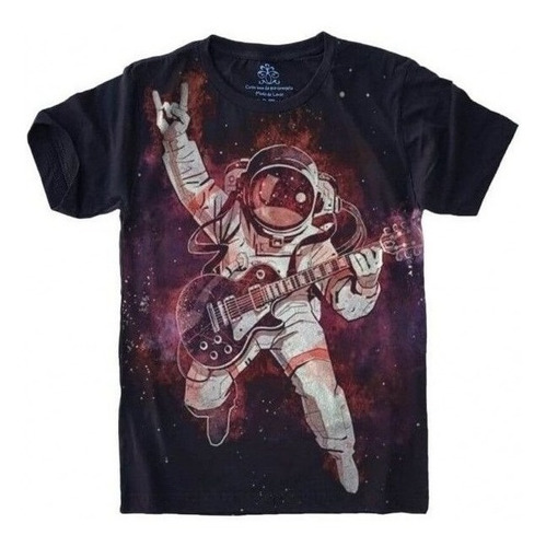 Camiseta Estilosa 3d Fullprint -  Astronauta Rock Guitarra
