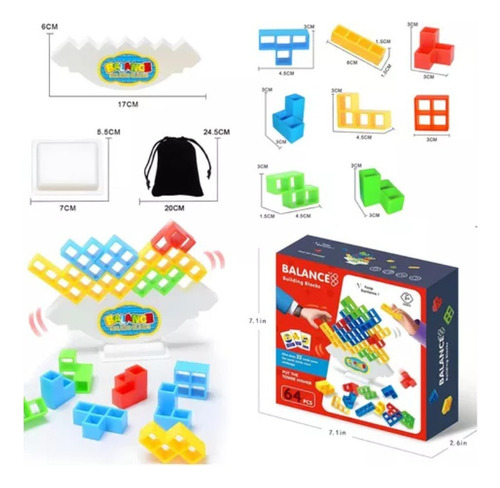 // 48pcs Tetris Tower Balance Game Con Bolsa, Juguetes De