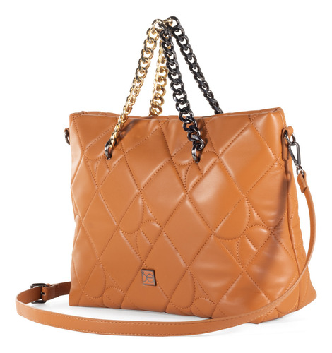 Bolsa Tote Cloe Para Mujer Cadena Bitono En Manerales Color Marrón claro