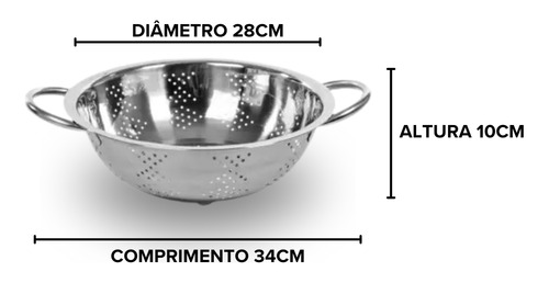 Escorredor De Macarrão Legumes Multiuso 28cm Inox Ke Home