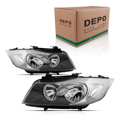 Farol Bmw Série 3 2006 2007 2008 Foco Duplo Máscara Negra