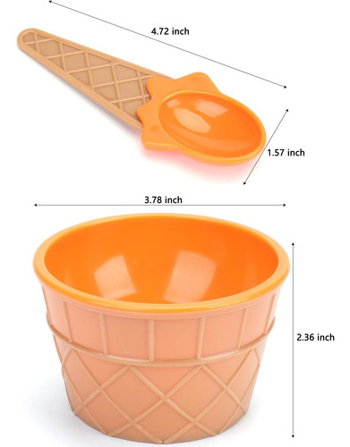 Lawei Paquete De 24 Tazas De Helado Con Cucharas - Tazones D