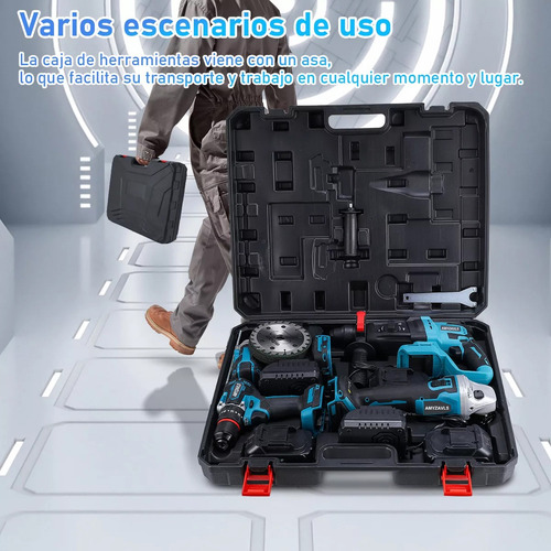 Kit Inalambrico Taladro Martillo Esmeriladora Llave Impacto