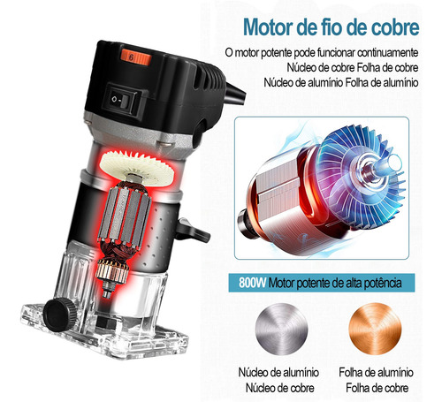 Tupia Manual Laminadora Profissional Com Jogo Fresas 15 Pçs