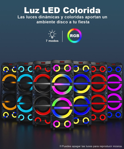 Bocinas Bluetooth Subwoofer Karaoke Portatil 8 Pulgadasx2 Negro