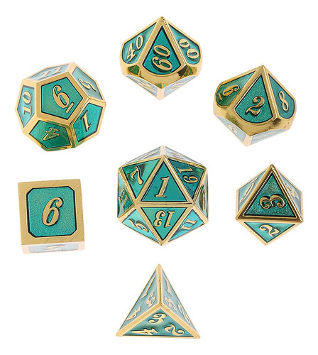 Dados Poliédricos Metálicos 7x For Dungeons And Dragons