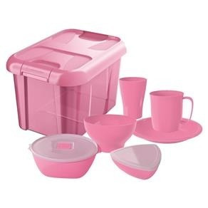 Kit Bebê 7 Peças De Plástico Rosa