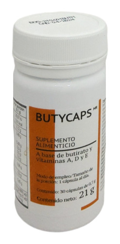 Ácido Butírico Butycaps 30 Caps Suplemento Alimenticio Sabor Sin sabor