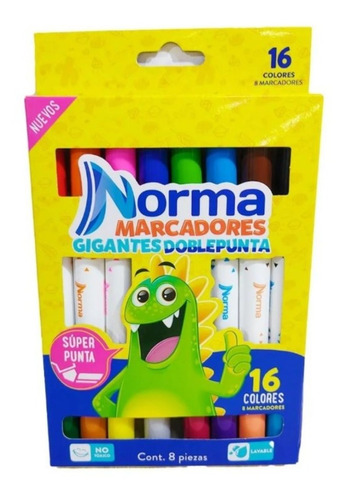 Marcadores Doble Punta Gigantes Norma  X8 Und *5 Cajas