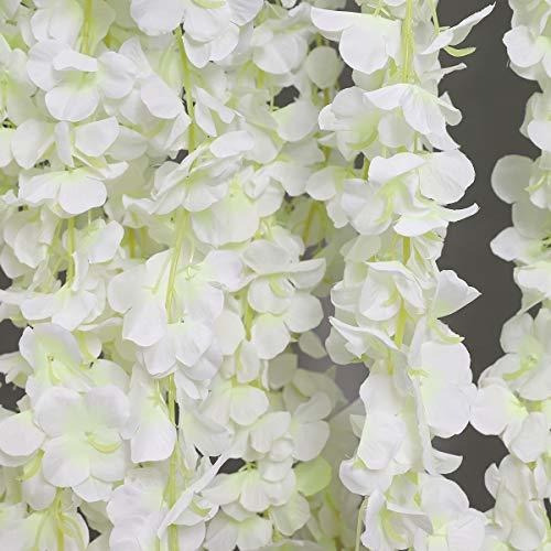 12 Ramos De Flores Glicinas Artificiales Gpark Seda Blanca
