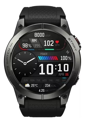 Funda para llamadas Smartwatch Zeblaze Stratos 3 Amoled Ultra Hd Gps, color negro, correa, color negro, bisel, color negro