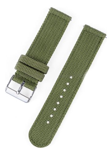 Pulseira Lona Reforçada P/ Relógio C/ Engate Rápido Verde Mi Cor Verde Militar Largura 22 Mm