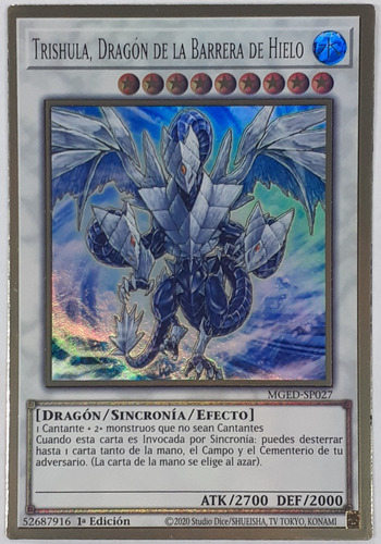 Trishula Dragon Of The Ice Barrier Gold Esp Mged Yugioh Tcg