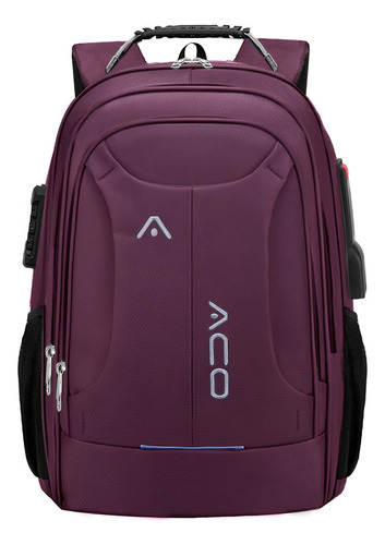 Mochila Bolsa Notebook Reforçada Anti Furto Semi Impermeável Cor Roxa