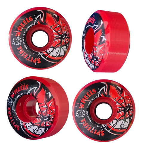 Ruedas Spitfire 54mm + Baleros Abec 9 Multicolor Rojo Estampado