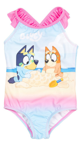 Traje De Baño Bluey & Bingo Para Niñas Pequeñas, Rosa Y Azul