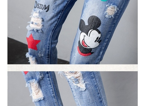 calça jeans mickey feminina