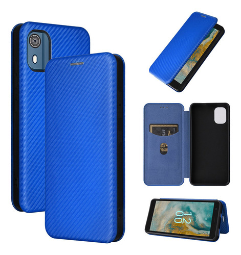 Funda Tipo Cartera De Fibra De Carbono For Teléfono Nokia