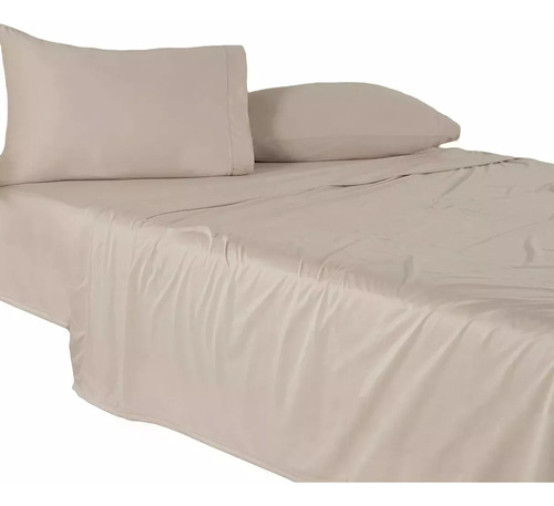 Juego De Sabanas Queen Size Jersey Soft Almond Beige Vianney Super Suaves Y Transpirables