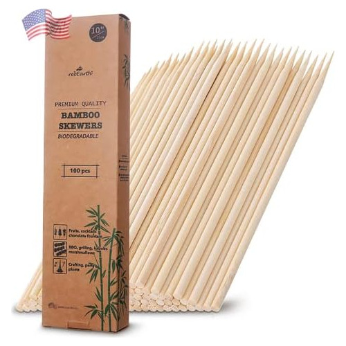 Brochetas De Madera De 10 Pulgadas De Bambú, Palos Gru...