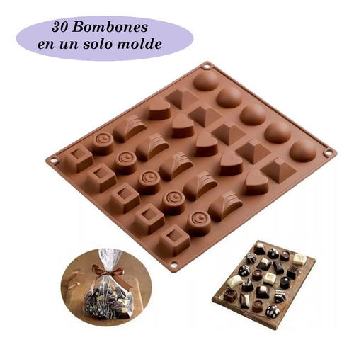 Molde De Silicón Bombones De Chocolate Repostería