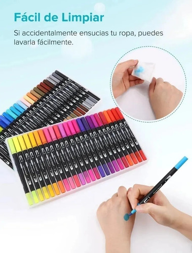 Imagen 4 de 6 de Plumones Punta Pincel Brush 48 Colores Marcadores Lettering