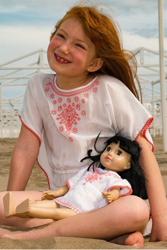 Imagen 3 de 7 de Blusa Túnica Nena Dia Rosa Bordada Y Borlas Witty Girls E