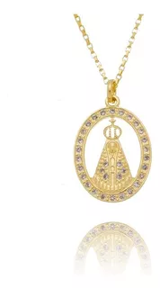 Corrente Nossa Senhora Aparecida Zirconia Folheado Ouro 18k