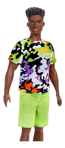 Ropa Para Barbie/ken-playera Multicolor Camuflaje/short Verd (Usado)
