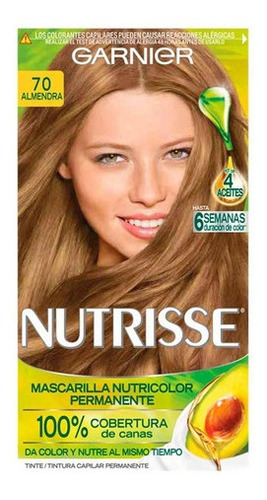 Kit Tintura Garnier  Nutrisse regular clasico Mascarilla nutricolor permanente tono 70 almendra para cabello