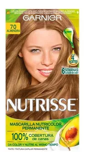 Kit Tintura Garnier Nutrisse regular clasico Mascarilla nutricolor permanente tono 70 almendra para cabello