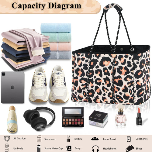 Bolsa De Playa Multiusos Comoda Con Diseño Leopardo