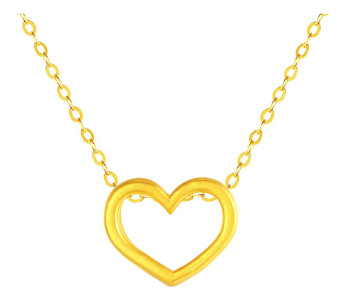 Cadena Eslabones Oro 18k Colgante Corazón Borde 24k